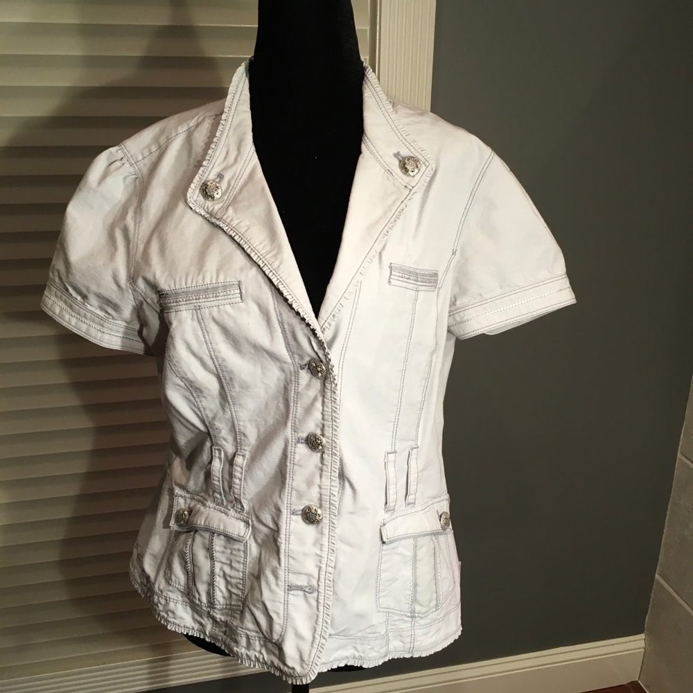 Light gray WHBM short sleeve jacket